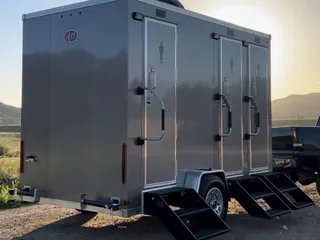 One of our restroom trailers at sunset